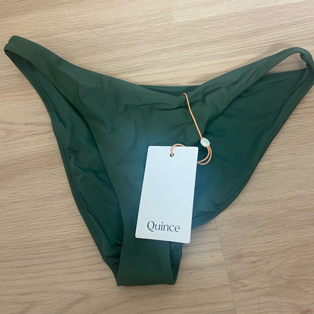 Quince Italian High Rise Bikini Bottom Sz S Palm Green new